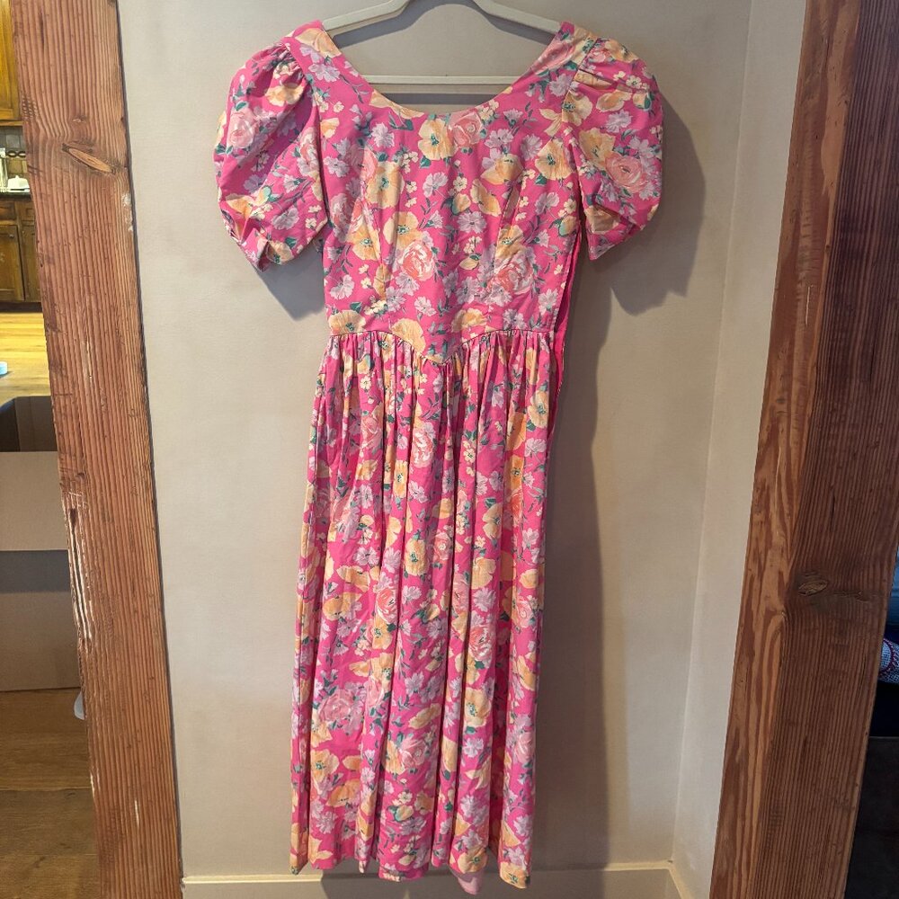 Vintage Laura Ashley Pink Floral Dress